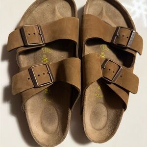Birkenstock Arizona Taupe Mink Suede
Leather Sandals, Size 39